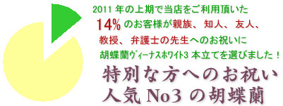 胡蝶蘭ヴイーナスホワイト3本立てはこちらです