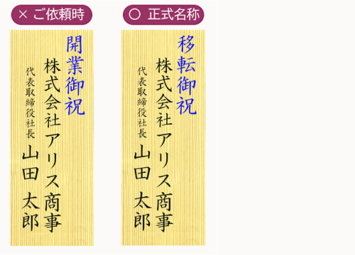 移転祝いではなく開業祝いとしてご依頼いただいた事例